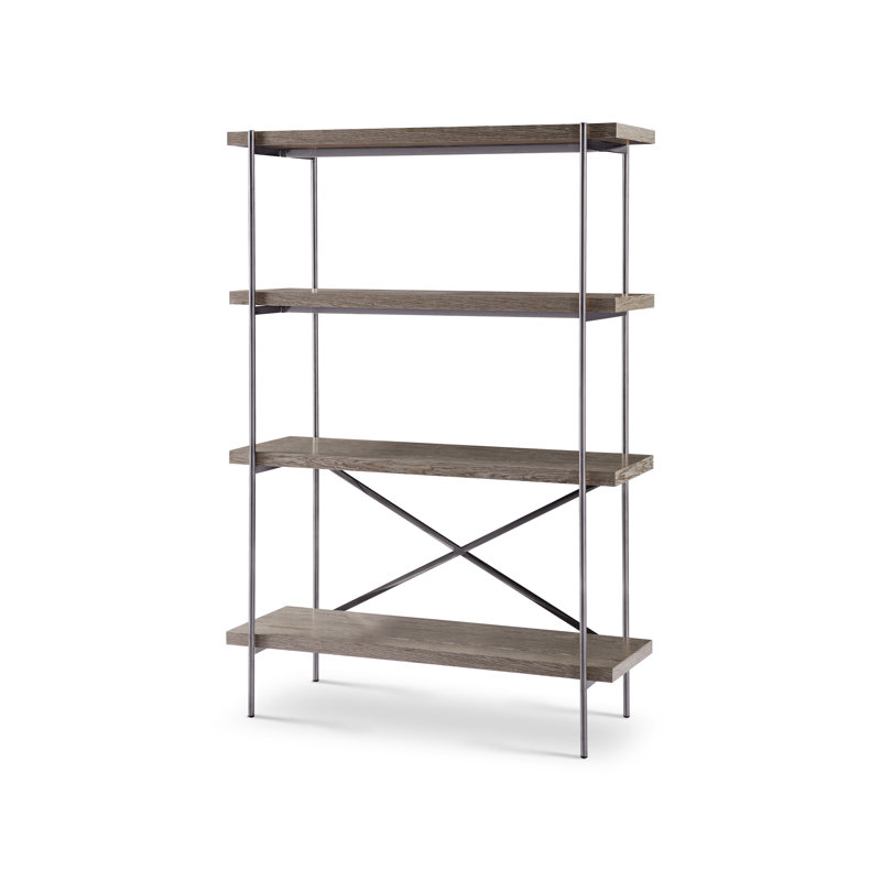 Jeanique 173.2cm H x 120cm W Stainless Steel Etagere Bookcase, Brown