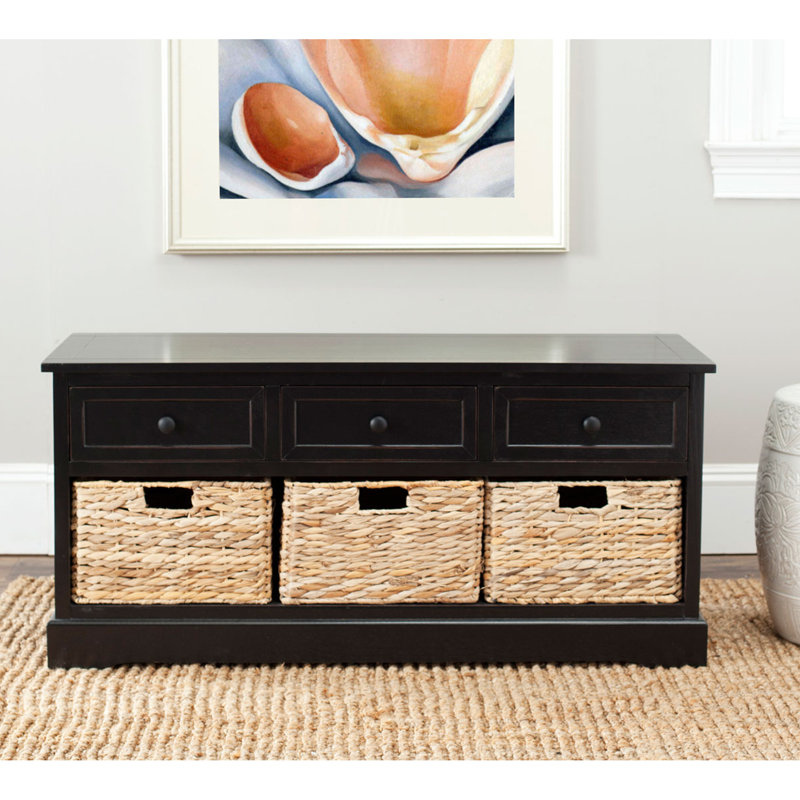 Banc de rangement 3 tiroirs Aneiyah Hern, Noir vieilli