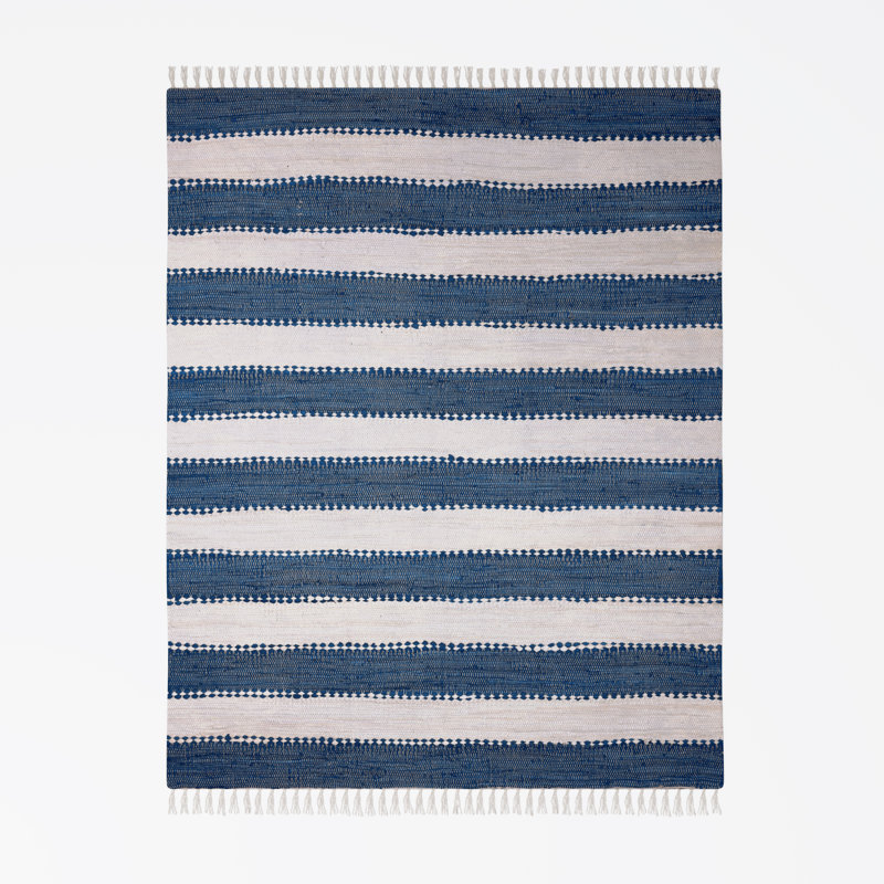 Renova Hand Loomed Cotton Rug, Blue, Rectangular 60 x 110cm