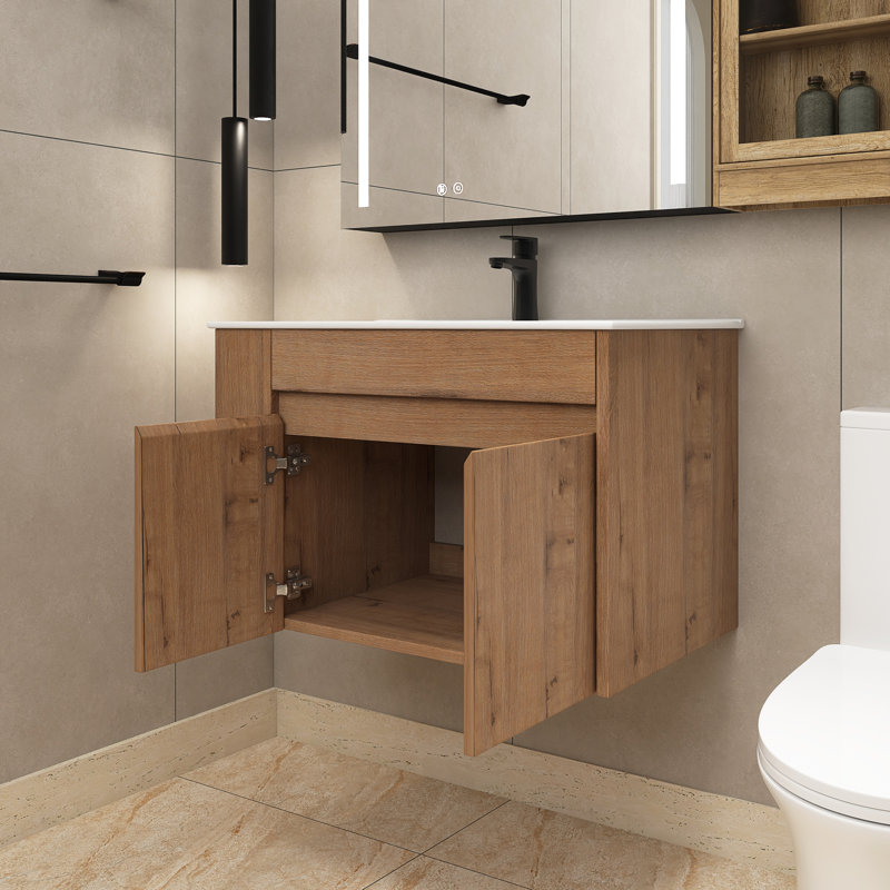 Lawryn 30'' Single Bathroom Vanity with Ceramic Top, White