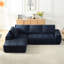 Canapé modulaire de luxe en fausse fourrure en L surdimensionné au design minimaliste, canapé-lit confortable pour le salon, les appartements et les espaces de réception, bleu foncé, 4 sièges, tissu doux pour la peau, surface, poche en éponge-133215670
