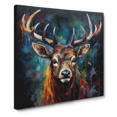 Stag Expressionism - Wrapped Canvas