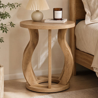 Table de chevet ronde 19,69 po, table de chevet en bois de ferme avec cadre incurvé, table de chevet pour la chambre à coucher, petits espaces