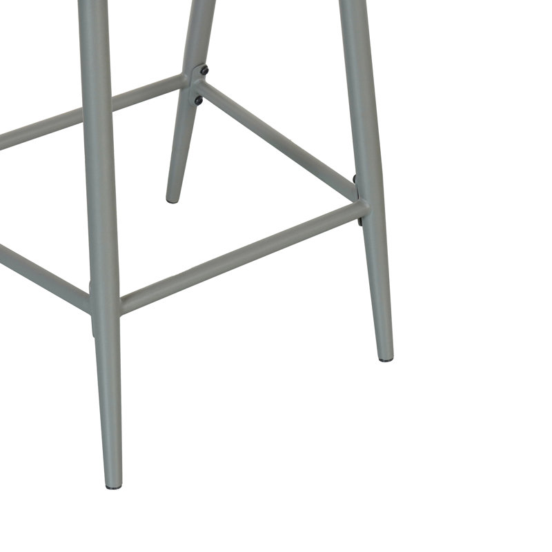 Ensemble de 2 tabourets de comptoir avec cadre en métal et rotin PE, ensemble de 2, gris mat