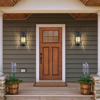 Dusk To Dawn Outdoor Front Porch Light Fixtures Wall Mount Sensor Exterior Lighting Fixtures For House, Waterproof Wall Sconce Lights, Outside Lantern Lamp For Garage, Doorway(bulb Included)