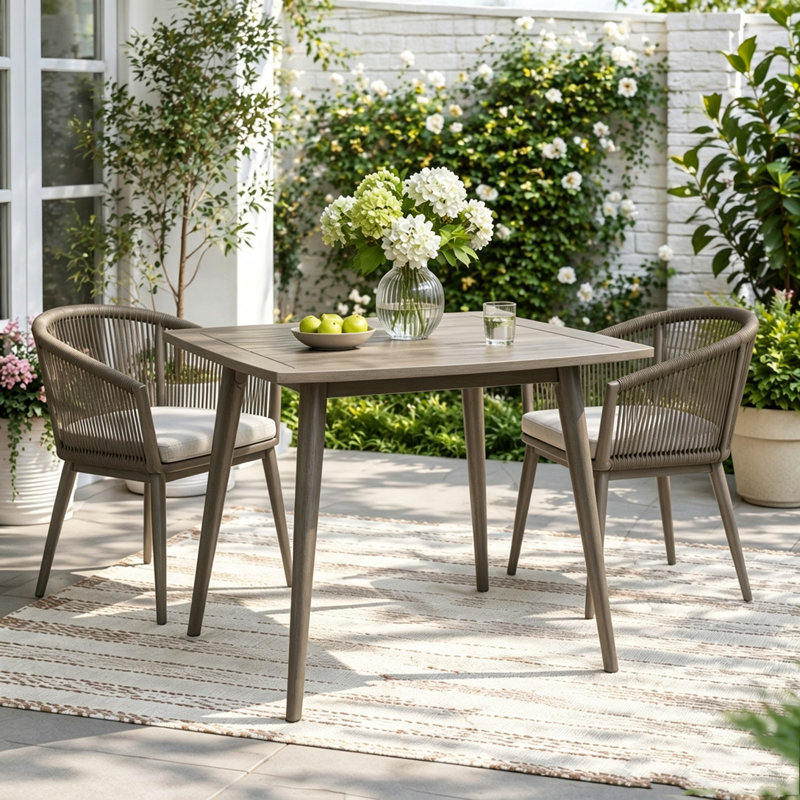 Square Acacia Wood Dining Table