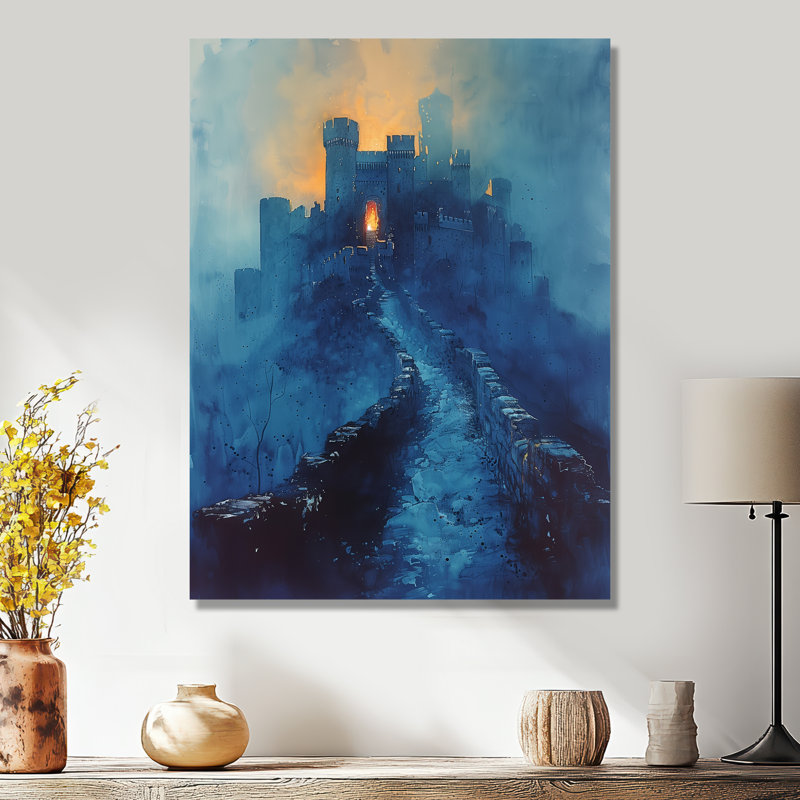Bleu, bleu, été, forteresse de Legends - forteresse, art mural, Métal métal, H 32 po x l 16 po x P 1 po