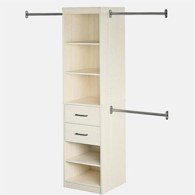 Kelly 5 Shelf / 2 Drawer Closet Organizer with 3 Adjustable Hanging Rods