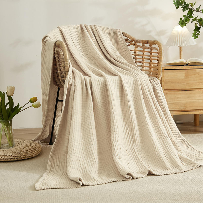 Couverture en coton pour toutes les saisons EMME, Tanné, Lit simple