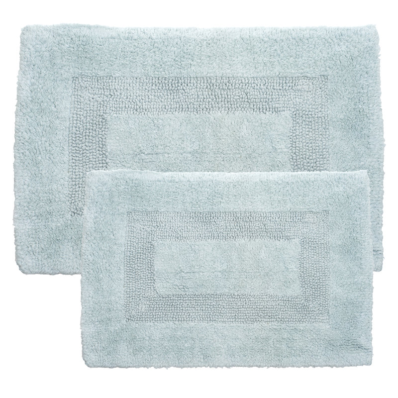 Marylee 2PC Cotton Bathroom Mat Set-Machine Washable Bath Mats for Bathroom, Kitchen, Laundry Room, Seafoam