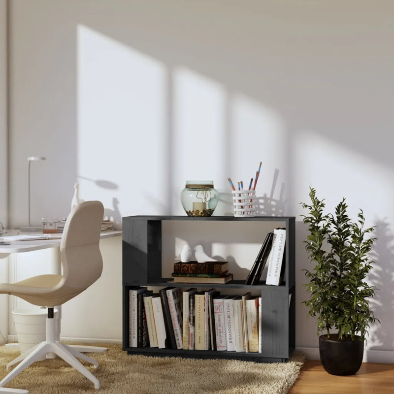 Jaagup 70cm H x 80cm W Solid Wood Step Bookcase, Grey