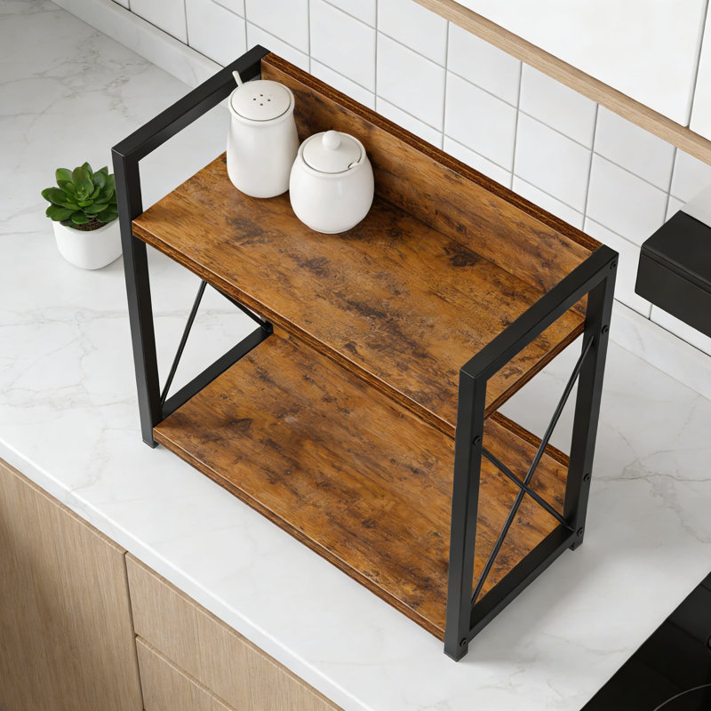 Two Layer Spice Rack Storage Box, Walnut