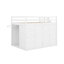 Structure de lit double pleine grandeur avec garde-robe intégrée, bureau, tablettes de rangement et tiroirs-735849709