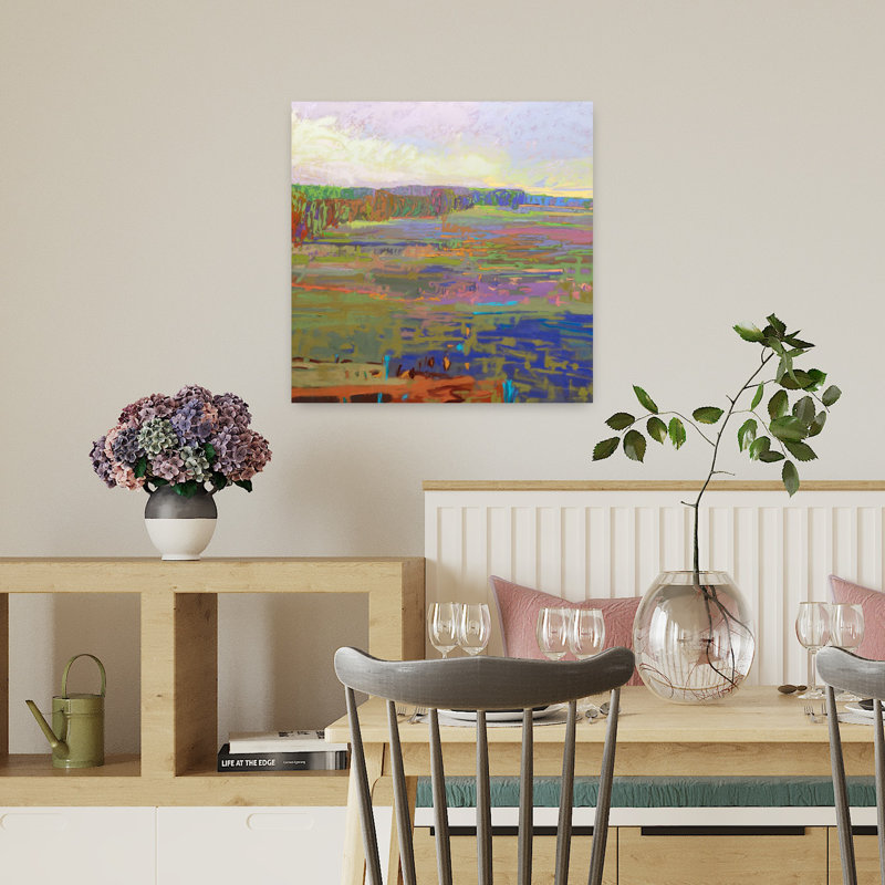 Couleur champ 24 abstrait contemporain paysage art naturel, H 18 po x l 18 po