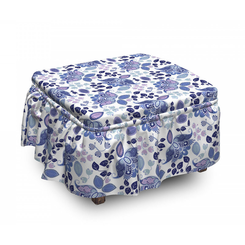 Housse pour repose-pieds à feuilles pastel boho