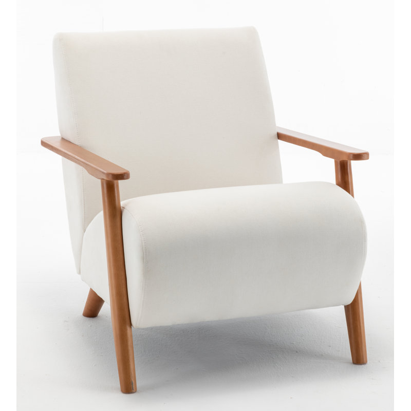 Upholstered Armchair, Beige Linen