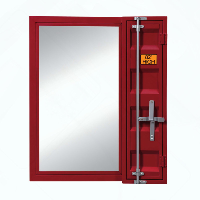 Miroir de salle de bain Cargo avec rangement sécuritaire et reflet transparent pour les espaces de vie modernes, Rouge