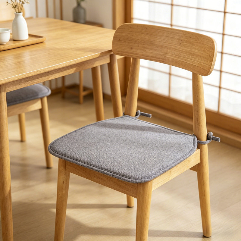 Summer Cottons And Linen Horseshoe Shaped Chair Cushions Dining Chair Cushions With Straps Non-sliped, Gray