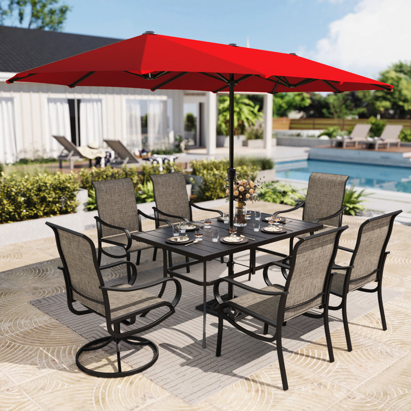 6-person Patio Dining Outdoor Table Set, Does Not Apply, 7 PCS: Table, 6 Chairs