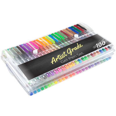 Hey! Play! 100-Pack Gel Pens Set for Adult Coloring Books, Journaling, Scrapbooking, or Back to School Supplies