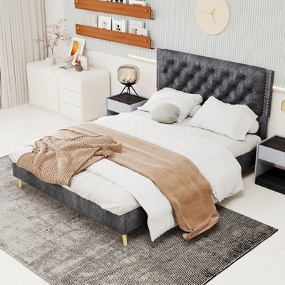 Upholstered Bed With Tufted Headboard