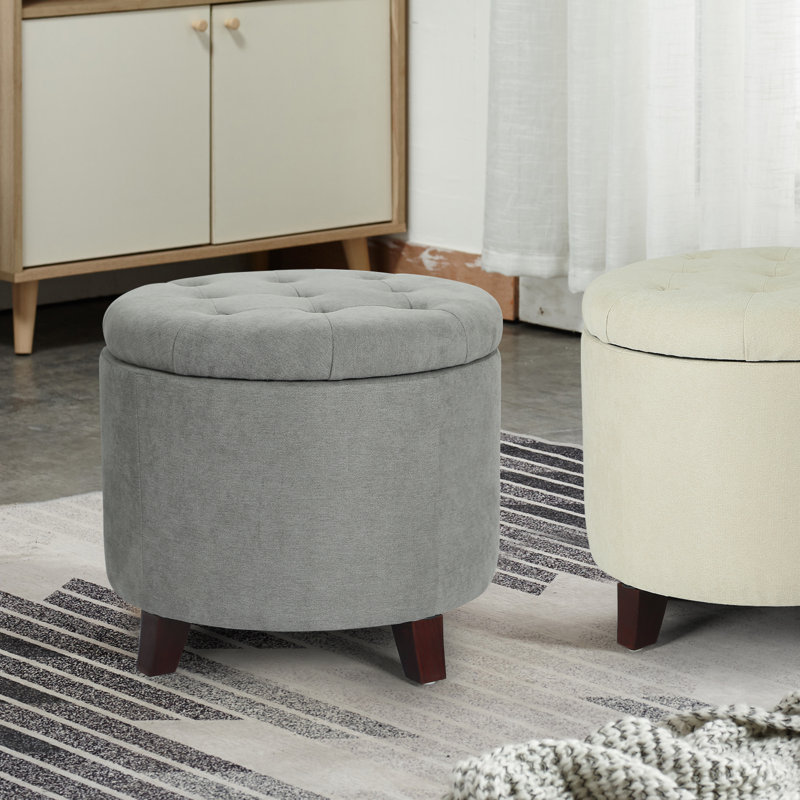 Vella Upholstered Ottoman, Dark Gray Linen