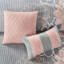6 pièces de courtepointe, gris / pêche, double / grand, imprimé en coton, design réversible, chaleureux et élégant, 3 coussins décoratifs imprimés en coton 6 pièces, élégance,-131204843-131204842