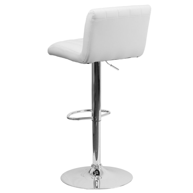 Winnols Contemporary Adjustable Height Barstool with Vertical Stitch Back/Seat, White