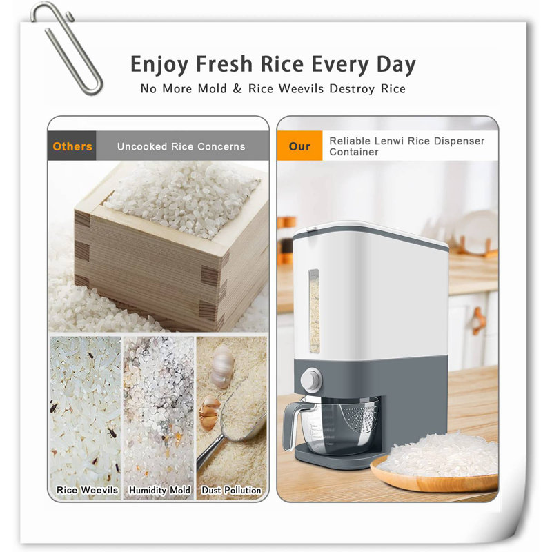 25 Lbs Rice Dispenser, Large Cereal Dry Dilmurat With Measuring Cup, BPA-Free Household For Kitchen Pantry Organization-Red