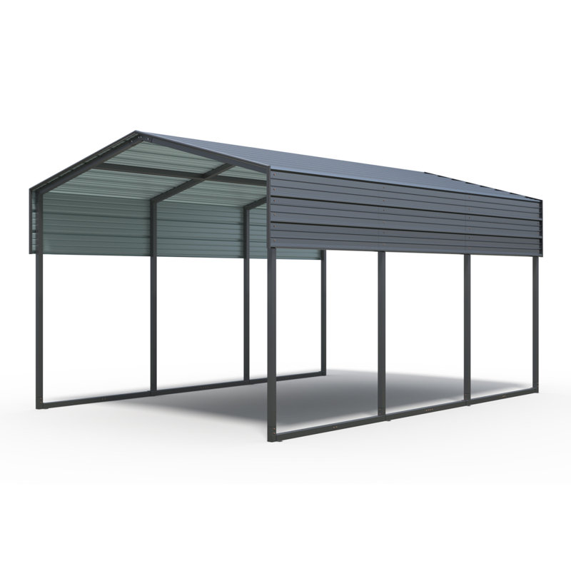 Outdoor Carport, 10 X 15 FT Carport, Heavy Duty Carport Canopy With Galvanized Steel Roof And Frame, Metal Carport Large Garage For Driveway Car