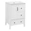 Meuble-lavabo de salle de bain avec lavabo, une armoire avec porte à fermeture douce, 3 tiroirs à fermeture douce, poignées en métal rétro, blanc-1886187649