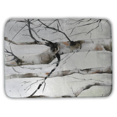Three birches trees Bath Mat with Non-Slip Backing - Quick Dry Memory Foam Bathroom Rug - Absorbent - Modern Plush Spa-Style - Machine Washable