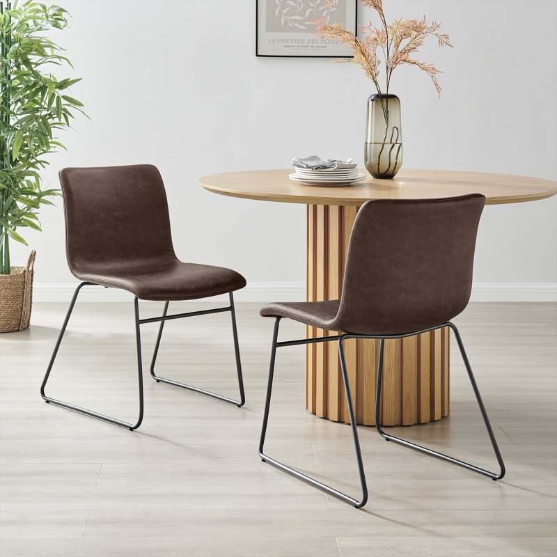 Winnona Upholstered Dining Side Chair, Dark Brown