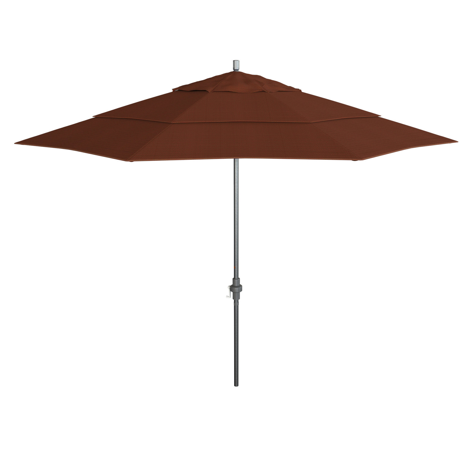 Ohara 132'' Market Umbrella, Terracotta- Olefin, Hammertone Gray