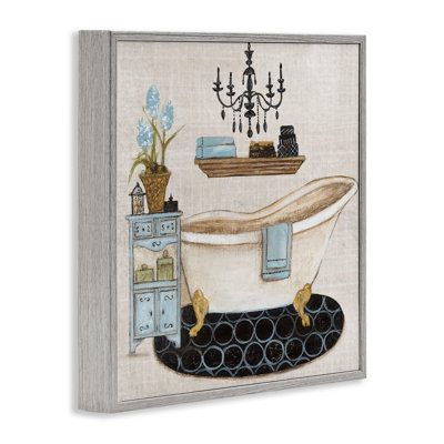 Blue Relaxation Bath Framed Giclee, design by Janet Tava