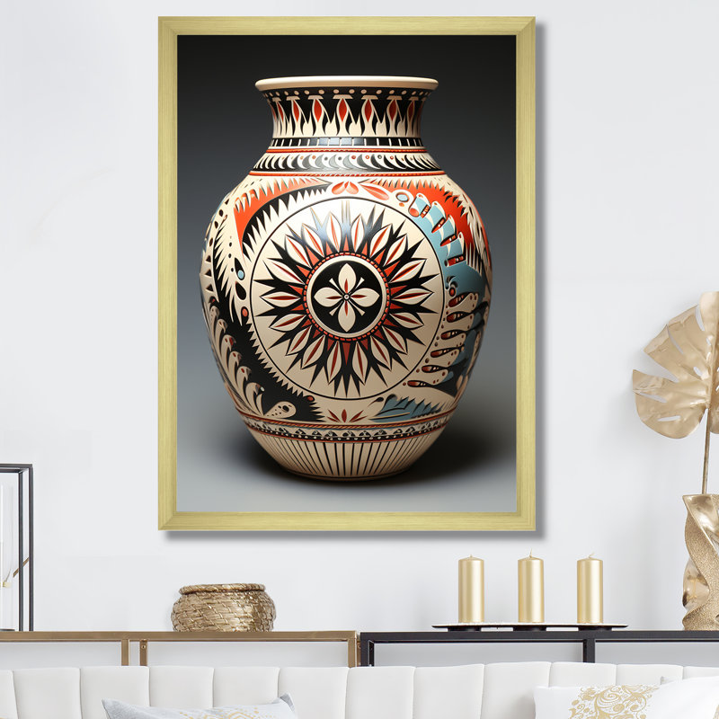 " Native Pueblo Pottery I ", Gold Single Picture Framed, 20" H x 12" W x 1" D