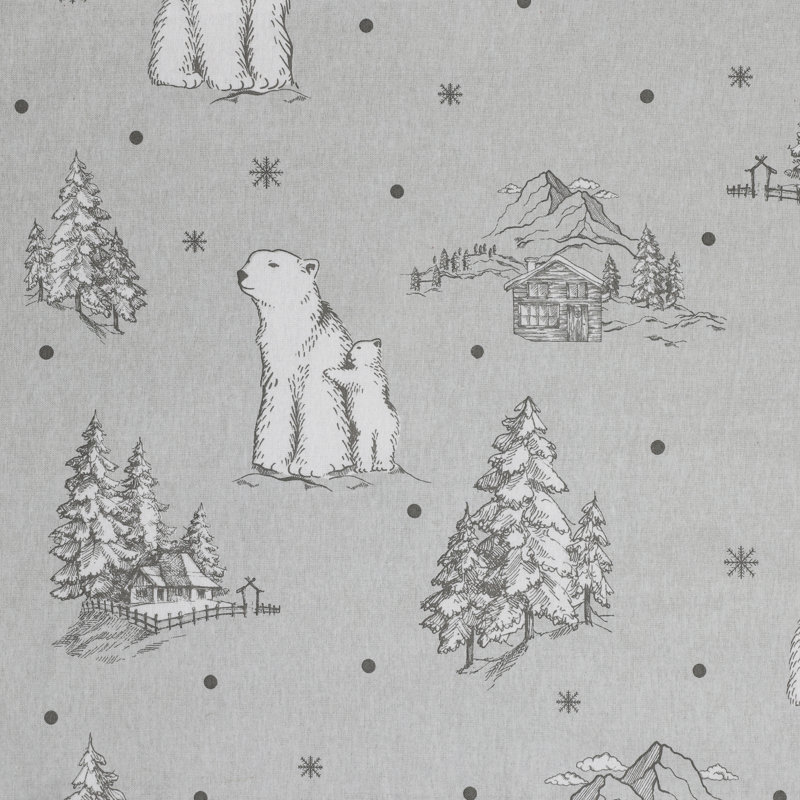 100% Cotton Flannel Sheet Set, Cal.King Sheet Set+Fitted Sheet+2Pillowcases, Polar Bear