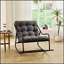 Chaise berçante d'extérieur avec coussin épais ultra-confortable, parfaite pour se détendre dans les salons, les chambres et les salles de lecture, structure noire avec coussin gris