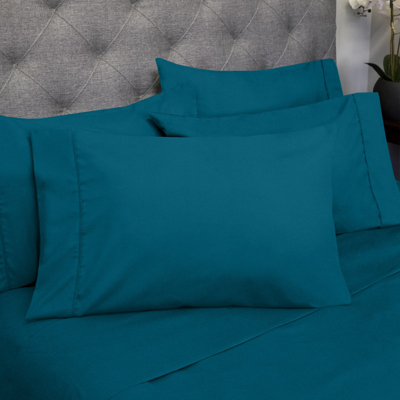 Luxurious Soft Microfiber Sheet Set with Bonus Pillowcases, Queen Sheet Set with 4 Pillowcases, Teal