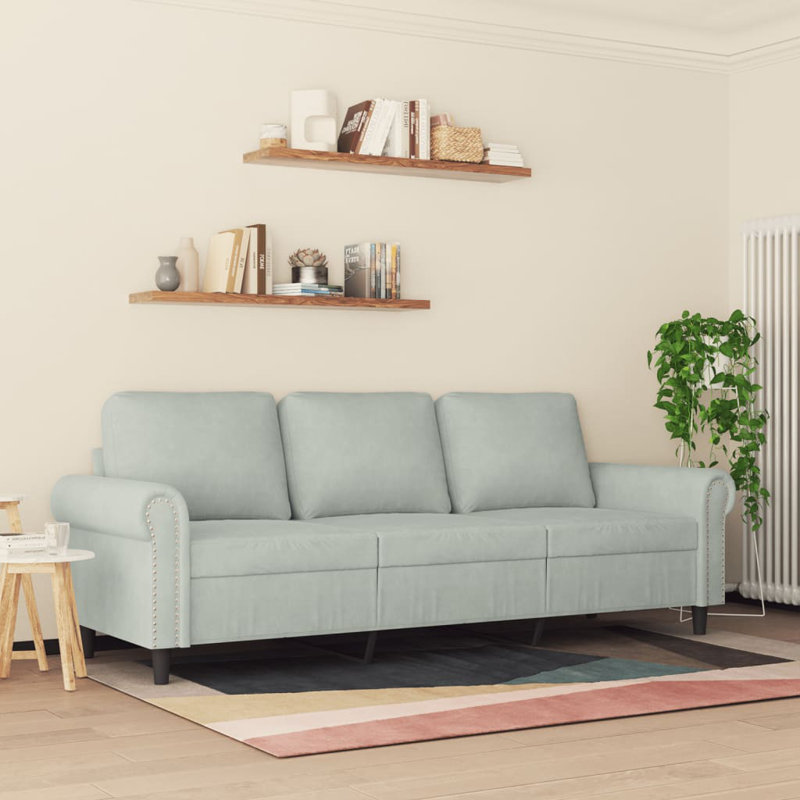 Canapé rembourré Nyziah, 100% polyester gris clair, H 31,5 po x l 78 po x P 30,3 po
