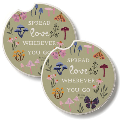 Spread Love 2 Pack Absorbent Stone Car Coasters