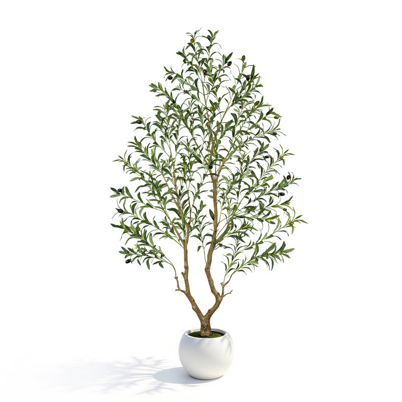 Olive artificielle avec fruit en pot de fleurs blanc, arbre topiaire en pot pour la maison et le bureau, 5/6/7/8 pieds