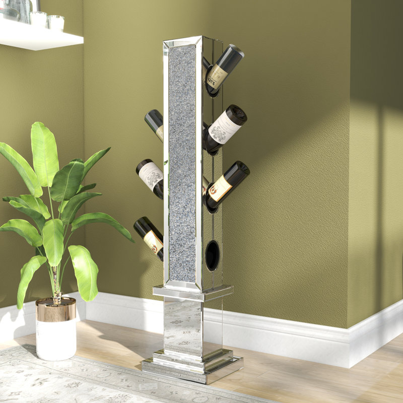 Amla  8 Bottle Floor-Standing Wine Rack Decor Mirrored Wine Bottle Rack