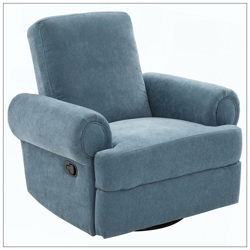 Manual Recliner Sofa Swivel Recliner Rocker Chair With Adjustable Backrest For Living Room Bedroom Nursery, Sky Blue
