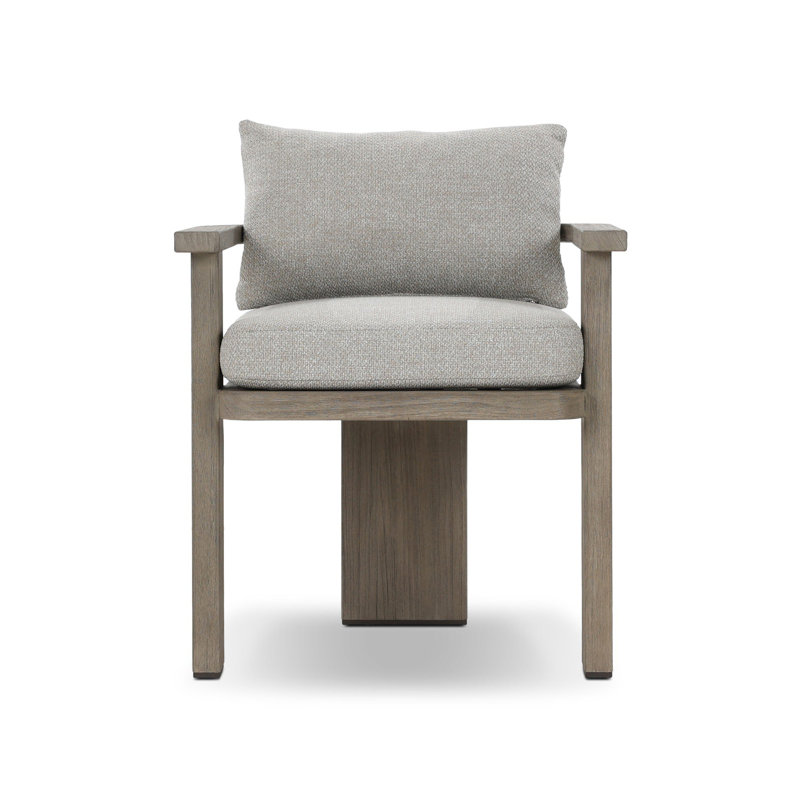 Tahana Outdoor Teak Dining Armchair, Stained Aged Gray, Hayes Fog