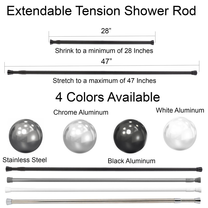 Evideco Tension Adjustable Shower Curtain Rod - 28 to 47 Inches