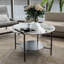 Table basse ronde en marbre fritté à 2 niveaux