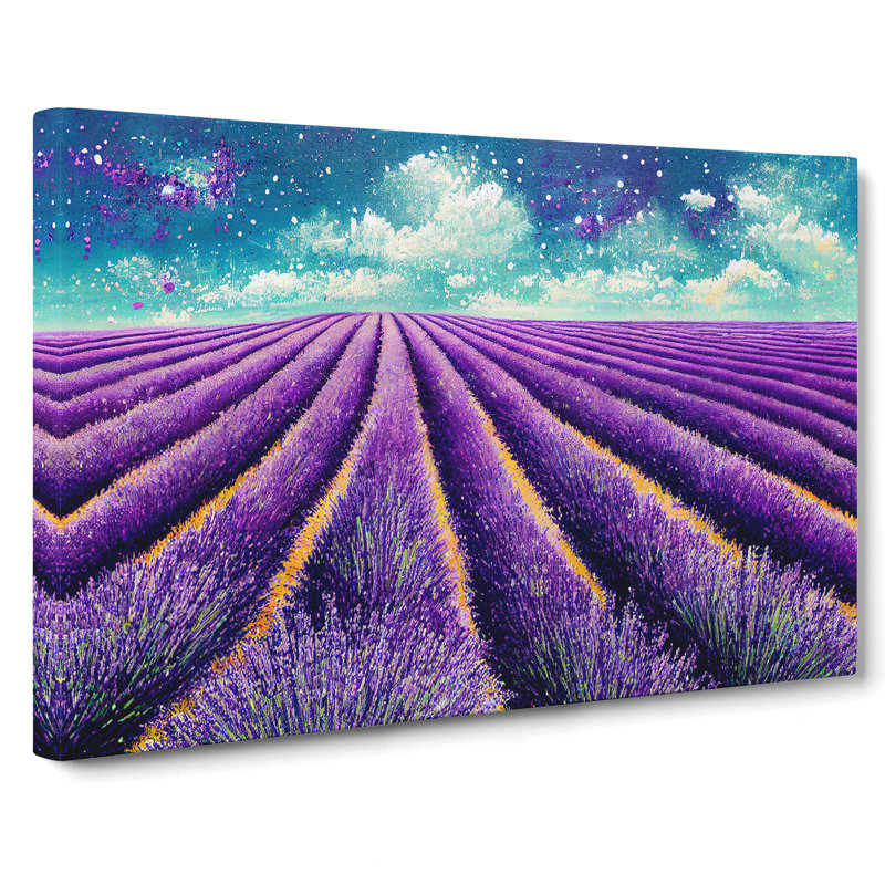 Brilliant Lavender Flower Field - Wrapped Canvas, 35cm H x 50cm W x 3cm D