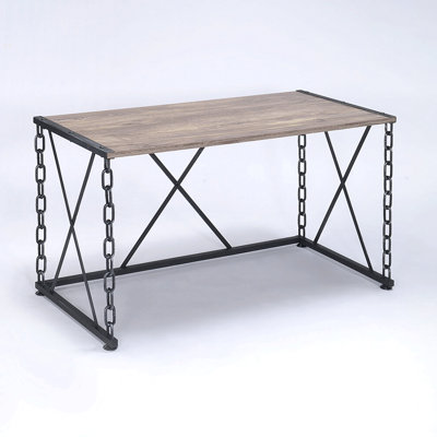 Bureau rustique en chêne rustique et noir antique