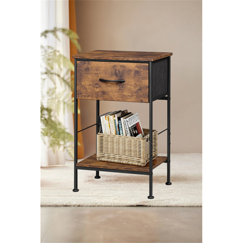 Table de chevet en tissu - Élégante et multifonctionnelle, Brun